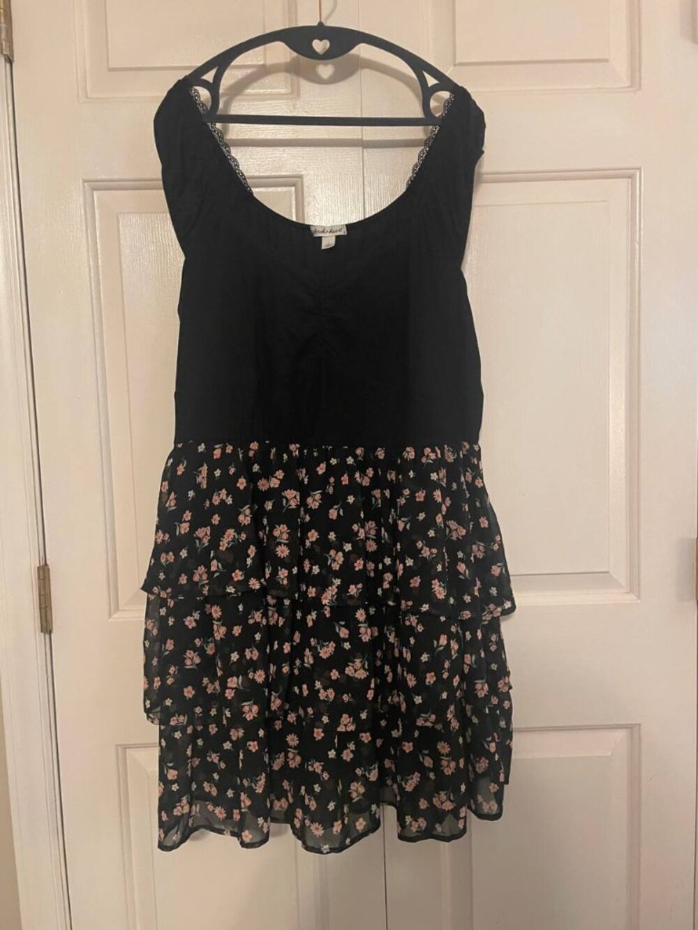 Derek Heart Floral Ruffle Tiered Mini Dress 1X | Cottagecore Soft Girl Boho